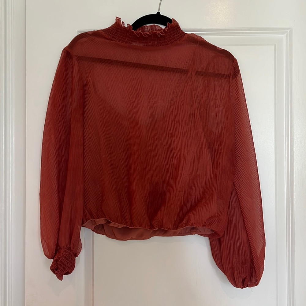 ASTR the label ruffle neck blouse with under cami
